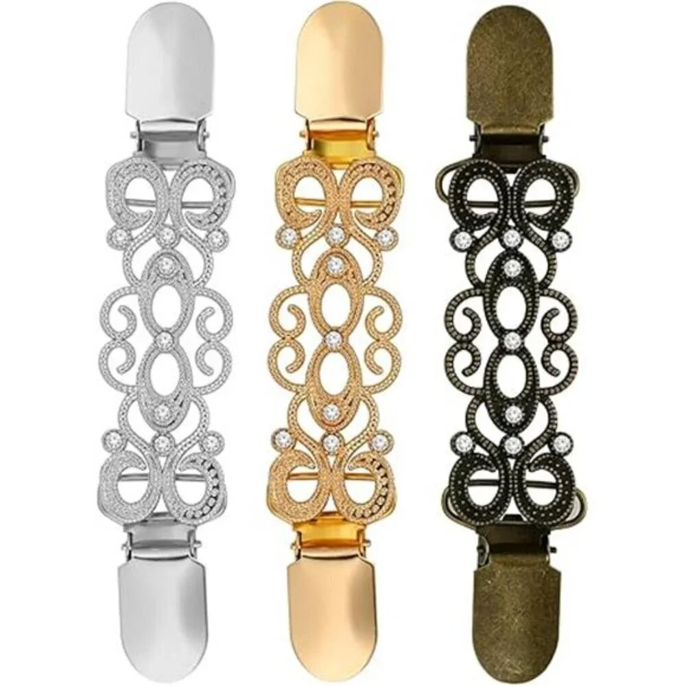 Vintage Sweater Clips Set – Elegant Cardigan, Collar, and Shawl Clasps (3-Pack)